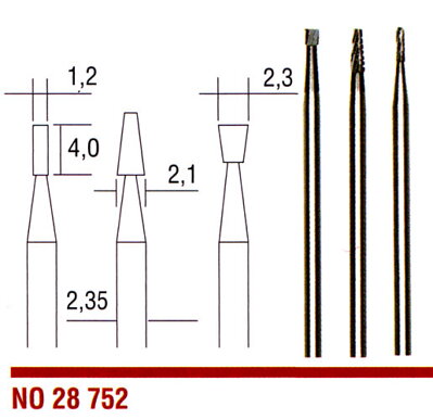 Tvrdokovové frézy 1,2 - 2,1 - 2,3mm - valec, useknutý a obrátený kužeľ