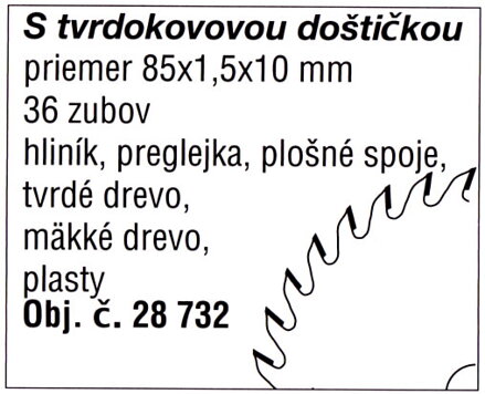 Rezací kotúč s tvrdokovovou doštičkou 80 x 1,5 x 10mm - 36 zubov