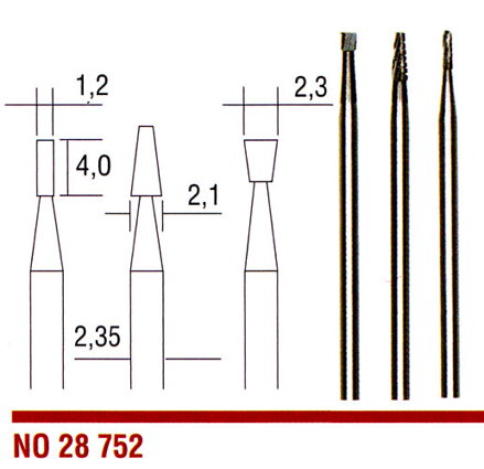 Tvrdokovové frézy 1,2 - 2,1 - 2,3mm - valec, useknutý a obrátený kužeľ