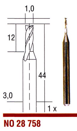 Tvrdokovová fréza 1,0mm