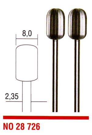 Stopkové frézy z wolfrám-vanádiovej ocele 8,0mm - zaoblený valec