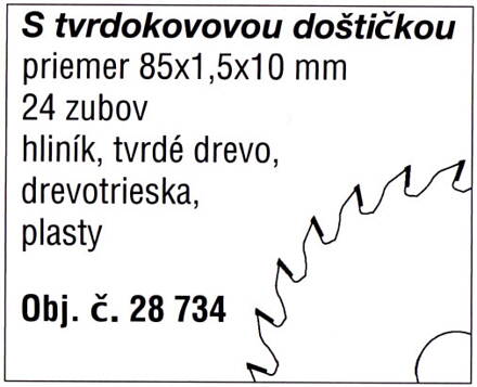 Rezací kotúč s tvrdokovovou doštičkou 80 x 1,5 x 10mm - 24 zubov